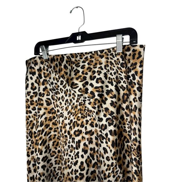 Ellison Women’s Large Leopard Print Midi Skirt Angled Zip Closure Lightweight - Picture 2 of 6